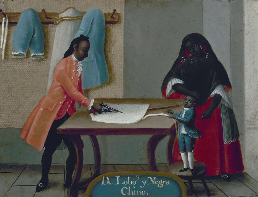 mestizaje - De Lobo Y Negra Chino - 18th Century. Painting by Anonymous