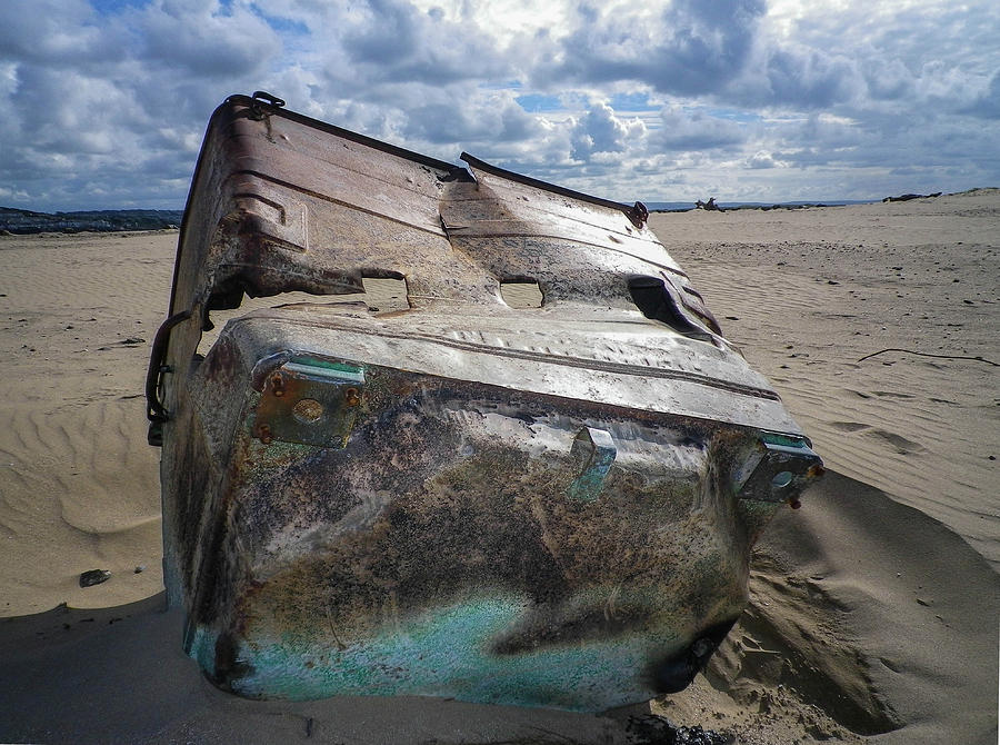 Metal Container Washed Up On North Devon Beach Photograph by Richard Brookes