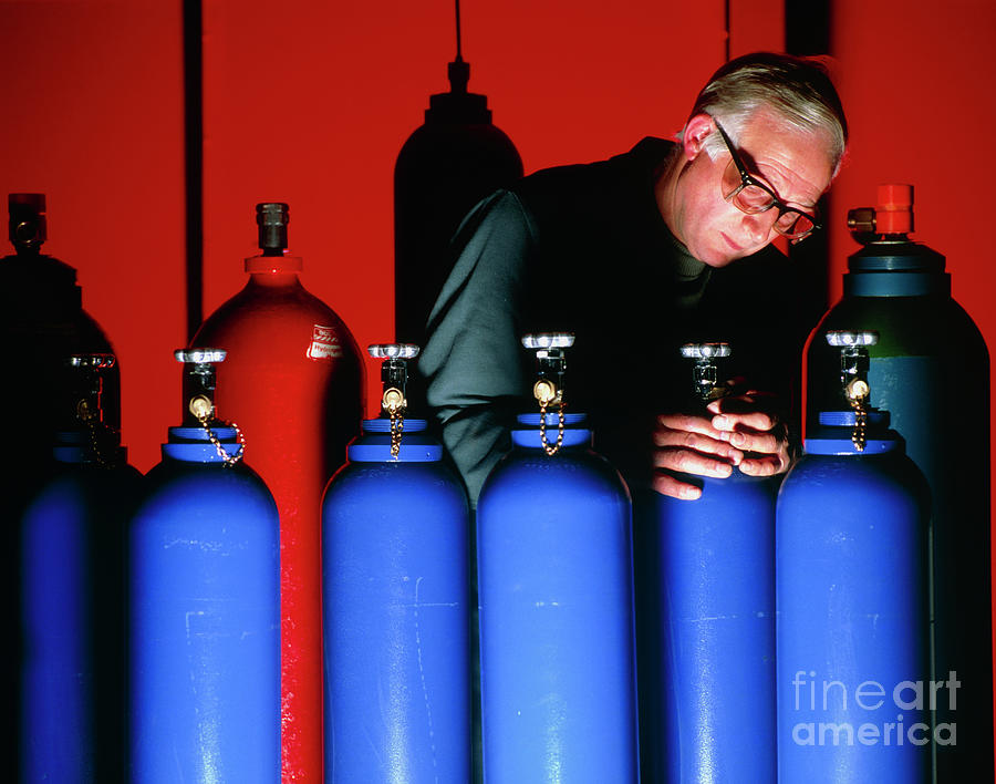 Metal Cylinders Of Carbon Dioxide Photograph by Malcolm Fielding, The Boc Group Plc/science Photo Library