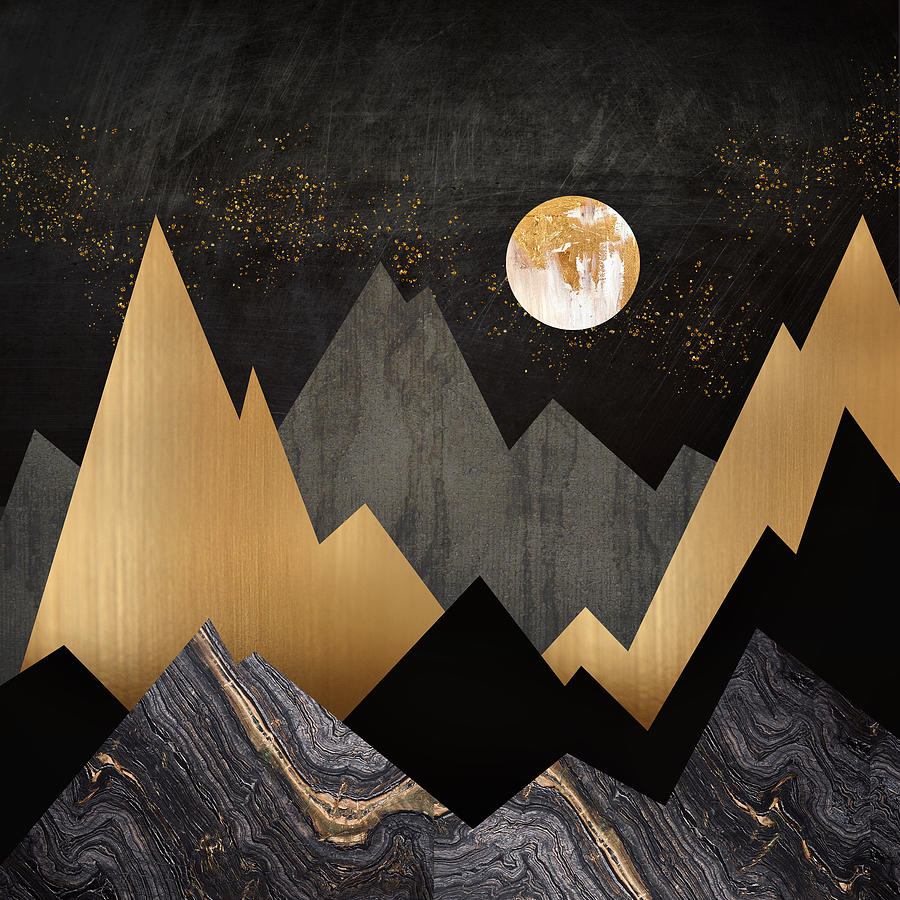 Mountain Digital Art - Metallic Night by Spacefrog Designs