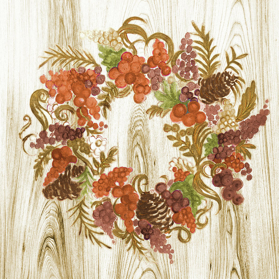 Holiday Painting - Metallic Wreath by Janice Gaynor