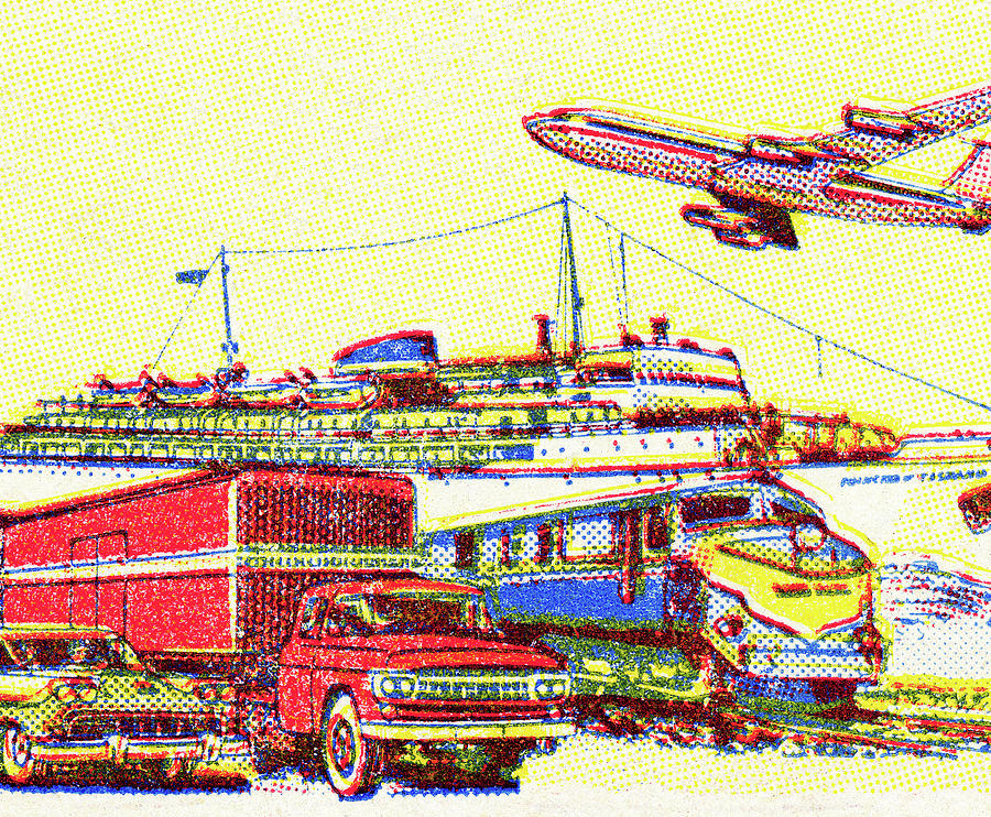 Transportation Drawing - Methods of Transportation by CSA Images