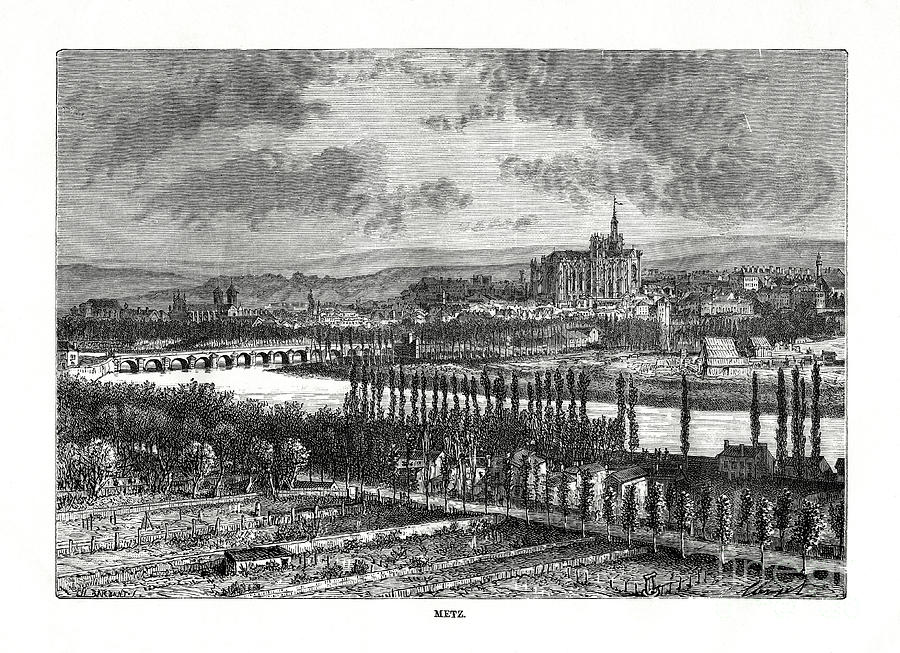 Metz, France, 19th Century. Artist Drawing by Print Collector