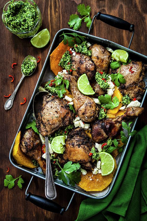 Mexican Chicken With Pumpkin And Pumpkin Seed Pesto Photograph by The Food Union