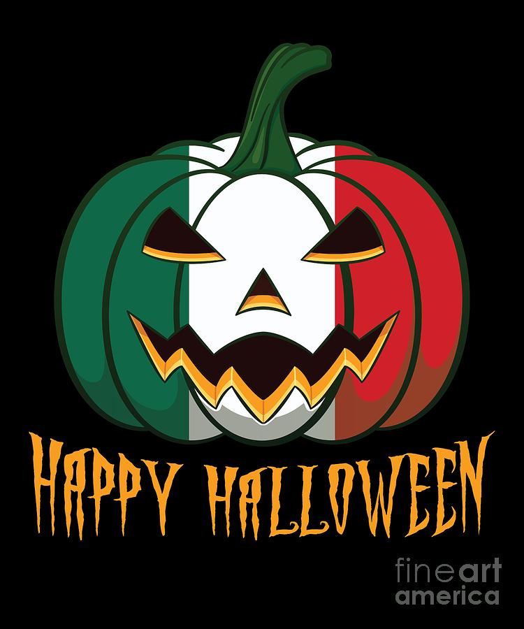Mexican Flag Halloween Pumpkin Jack o Lantern Costume Digital Art by Martin Hicks