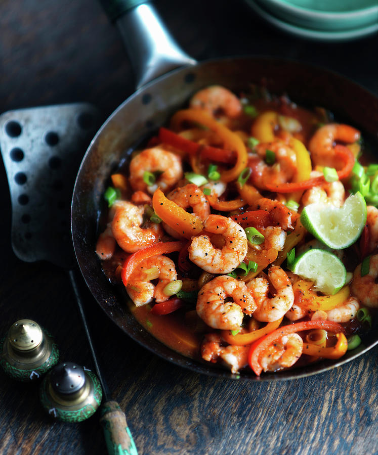 Mexican Shrimps With Limes And Peppers Photograph by Karen Thomas
