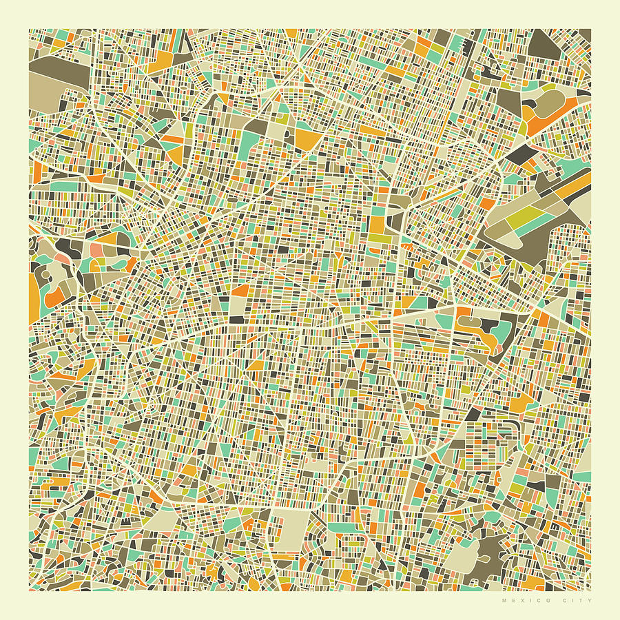 Mexico City Map Digital Art - Mexico City Map 1 by Jazzberry Blue
