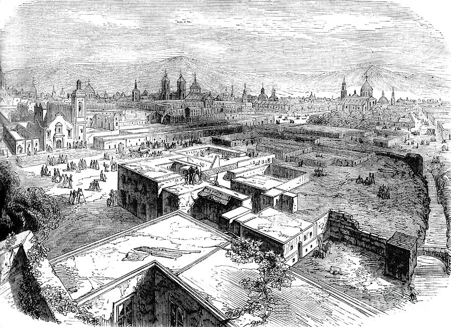 Mexico City, Mexico, Mid 19th Century Drawing by Print Collector