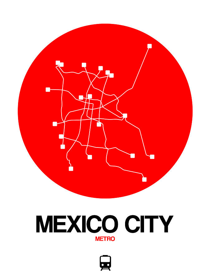 Map Digital Art - Mexico City Red Subway Map by Naxart Studio