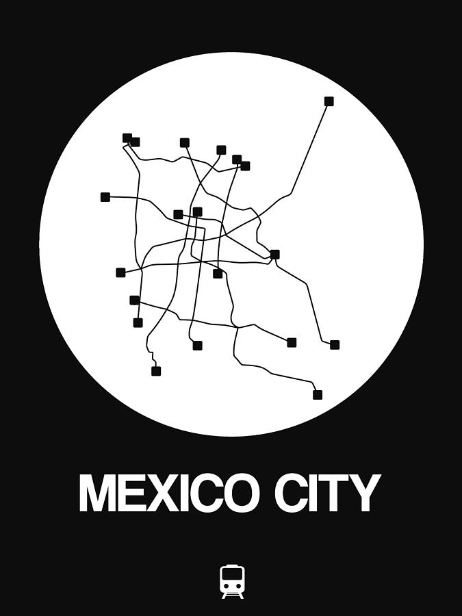 Mexico City Digital Art - Mexico City White Subway Map by Naxart Studio Mexico City Digital Art - Mexico City White Subway Map by Naxart Studio