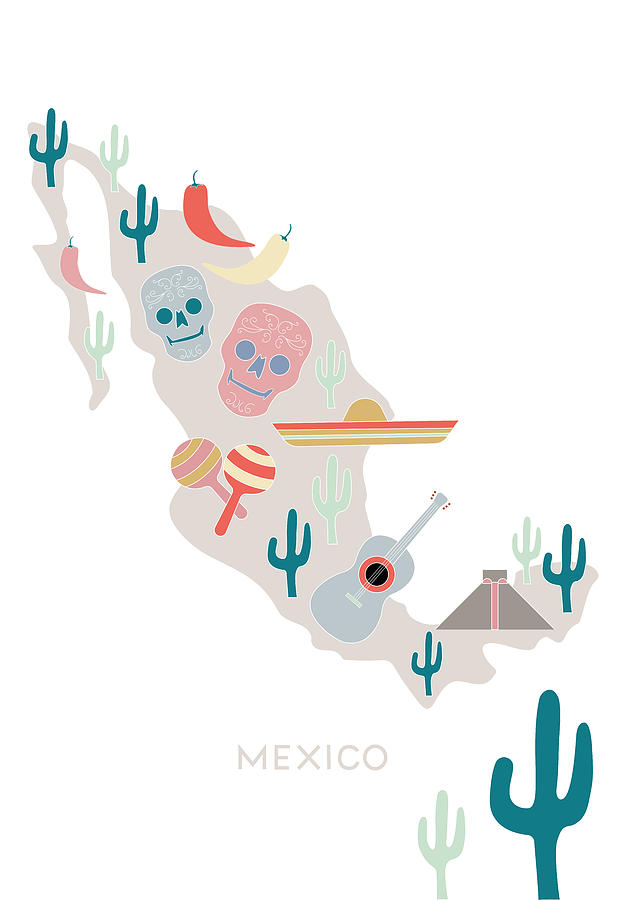 Map Photograph - Mexico Map No 1 by 1x Studio Ii