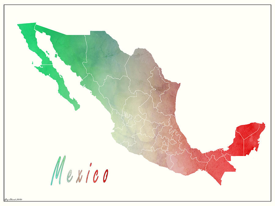 Mexico Map Style 5 Drawing by Greg Edwards Fine Art America