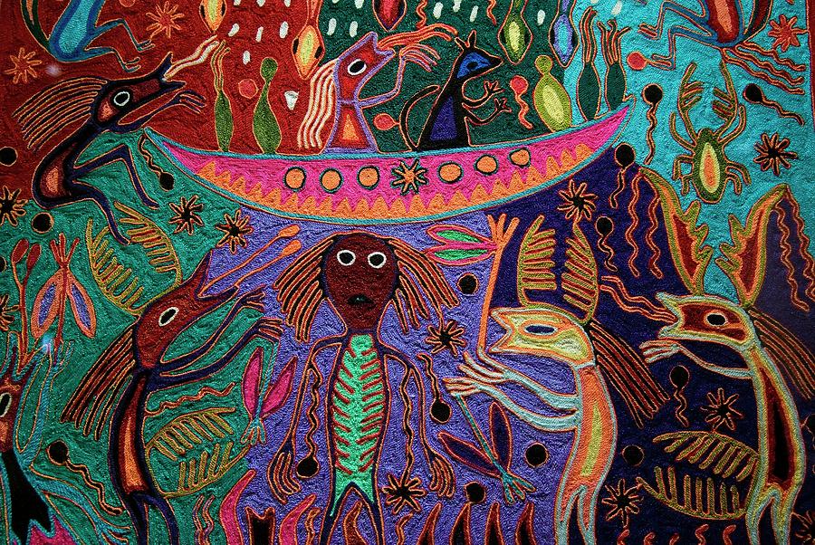Mexico.Mexico city.National Museum of Anthropology. Huichol art. Painting by Album
