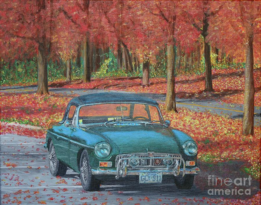 MGB in Autumn Painting by Aicy Karbstein