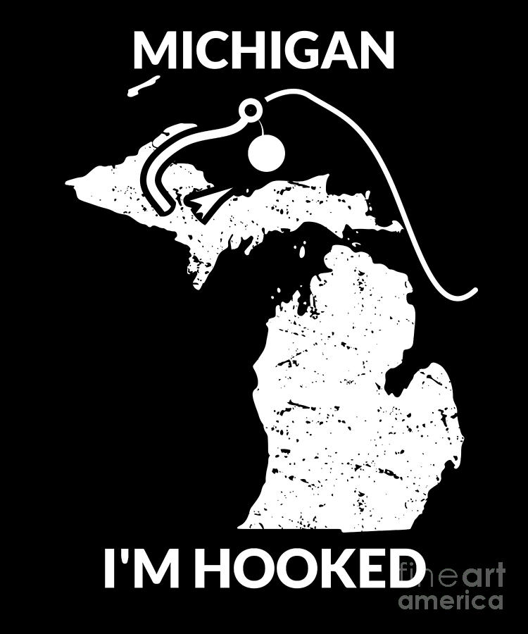 MI Michigan Fishing T Shirt Gift for Fishermen and Anglers Digital Art by Martin Hicks