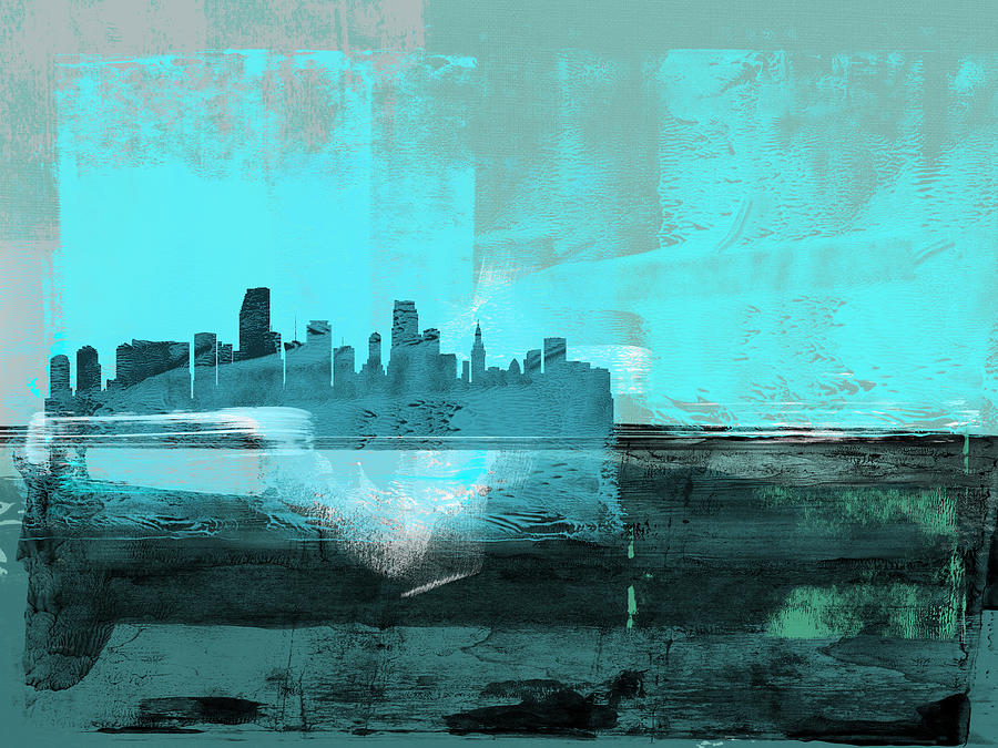 Miami Mixed Media - Miami Abstract Skyline II by Naxart Studio