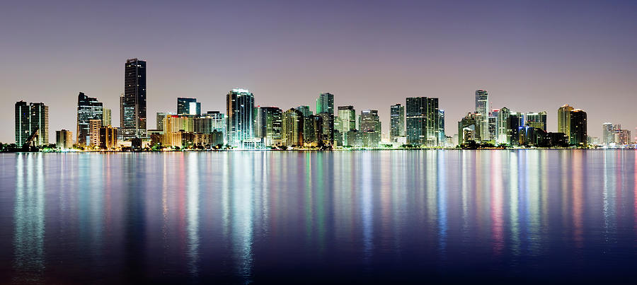 Miami And Brickell City Skyline At Photograph by Deejpilot