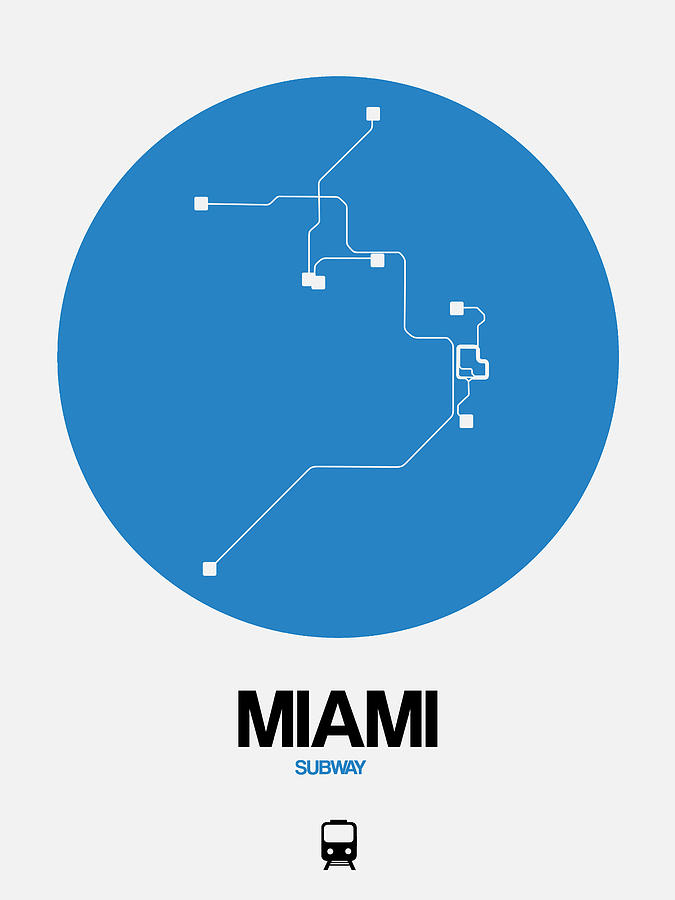 Miami Digital Art - Miami Blue Subway Map by Naxart Studio
