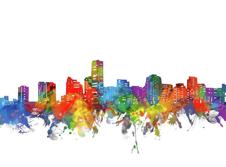 Miami Digital Art - Miami City Skyline Watercolor by Bekim M