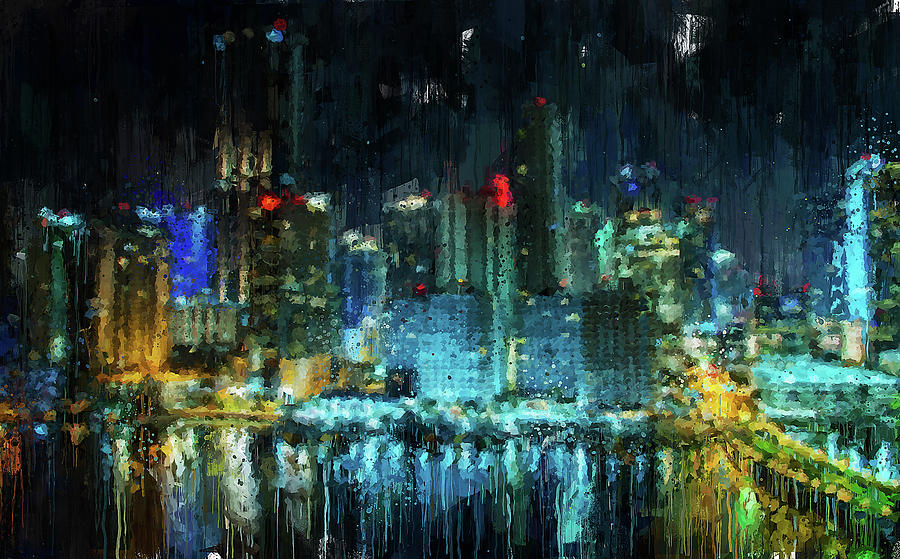 Miami Cityscape - 03 Painting by AM FineArtPrints