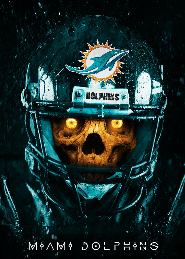 Miami Dolphins Skull Art by William Ng