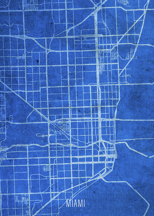 Miami Mixed Media - Miami Florida City Street Map Blueprints by Design Turnpike
