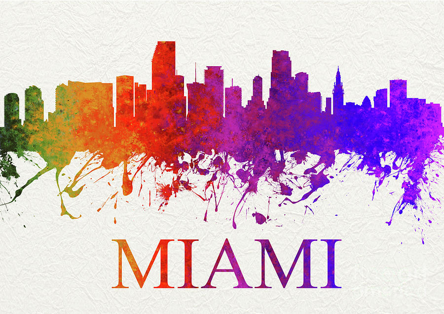 Miami Florida Skyline 6 Painting by Prar K Arts - Fine Art America