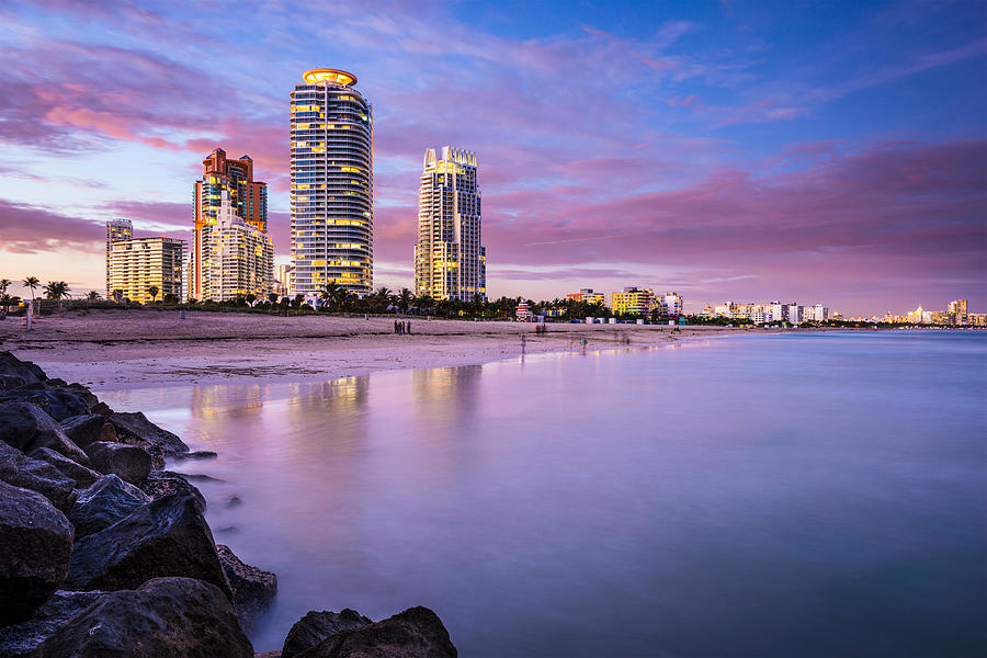 Sea Photograph - Miami, Florida, Usa At South Beach by Sean Pavone