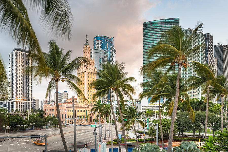 Miami Photograph - Miami, Florida, Usa Cityscape by Sean Pavone