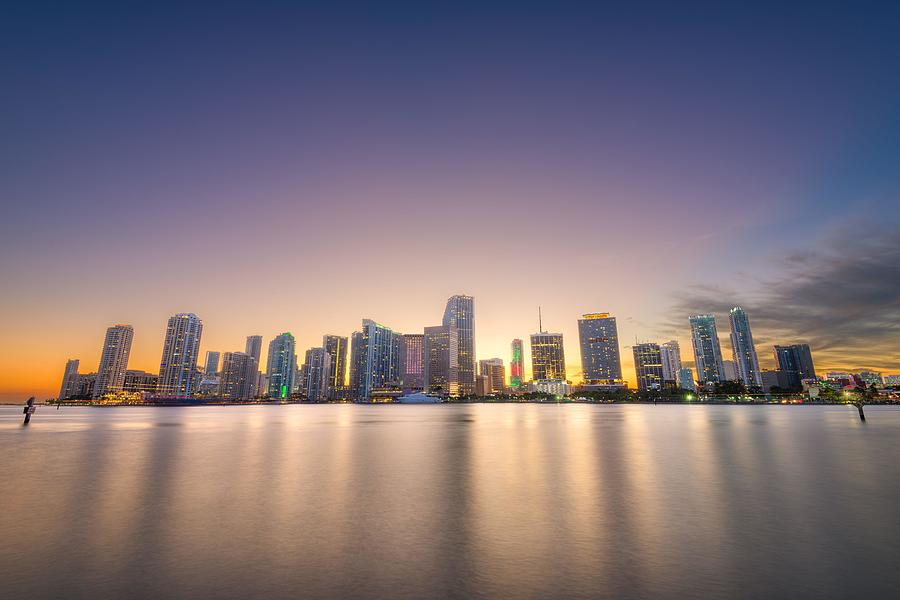 Miami Photograph - Miami, Florida, Usa Downtown Skyline by Sean Pavone