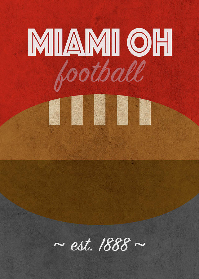 Miami Mixed Media - Miami Ohio Football College Sports Retro Vintage Poster by Design Turnpike