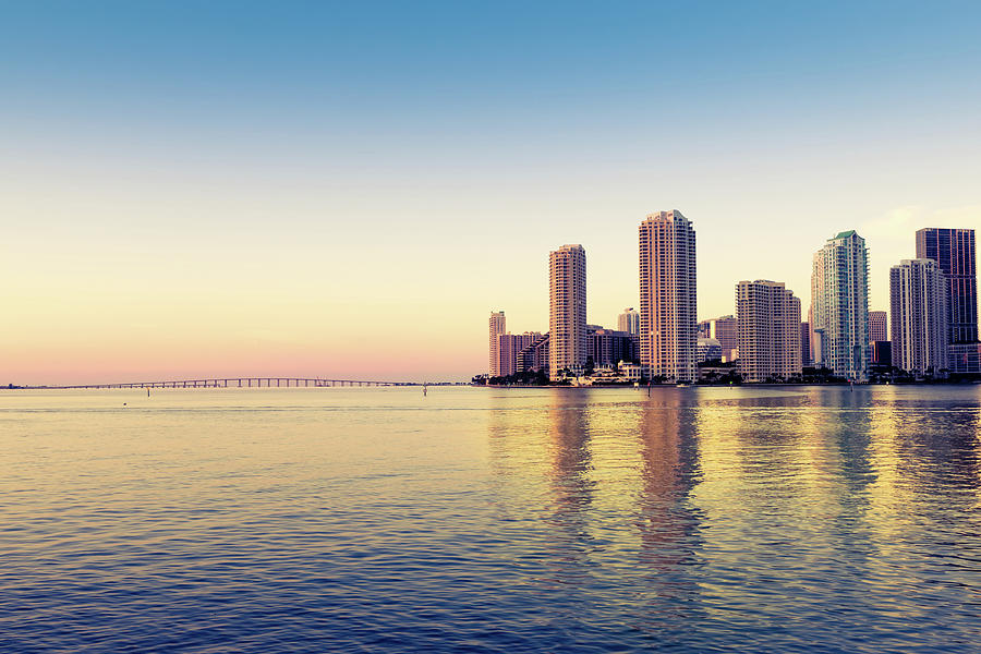 Miami Skyline On Biscayne Bay Photograph by Lightkey