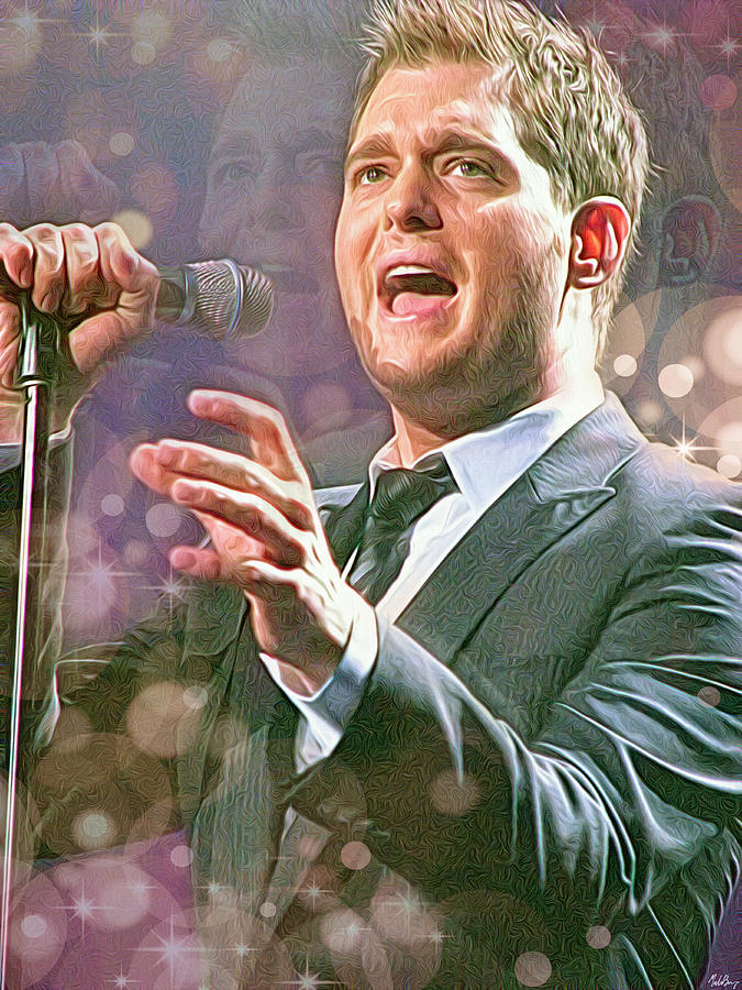 Michael Buble Mixed Media by Mal Bray