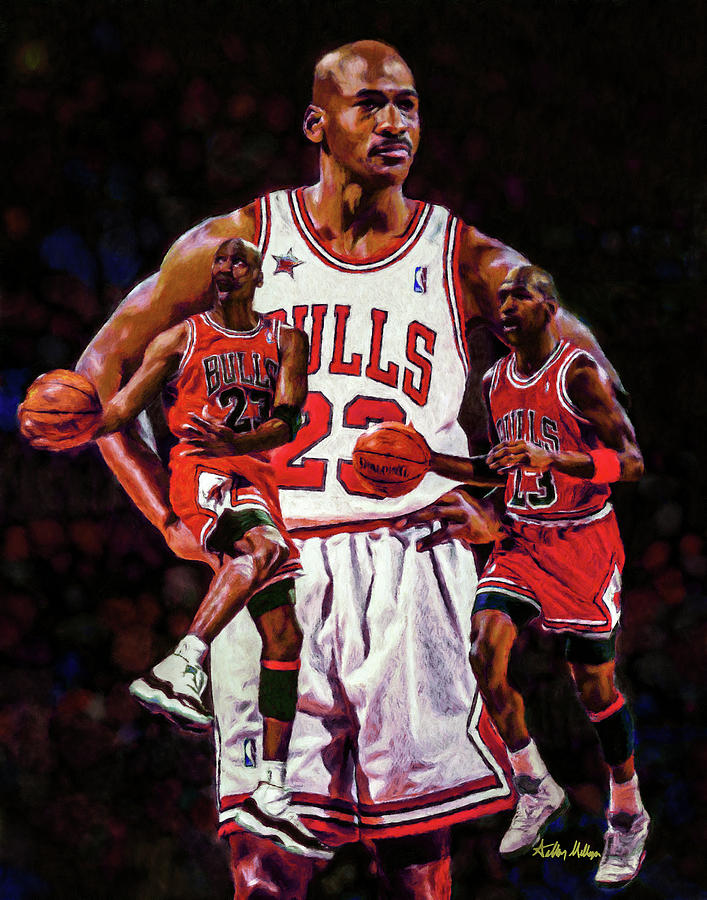 Michael Chicago Bulls NBA Basketball Art Collage Painting by Arthur Milligan