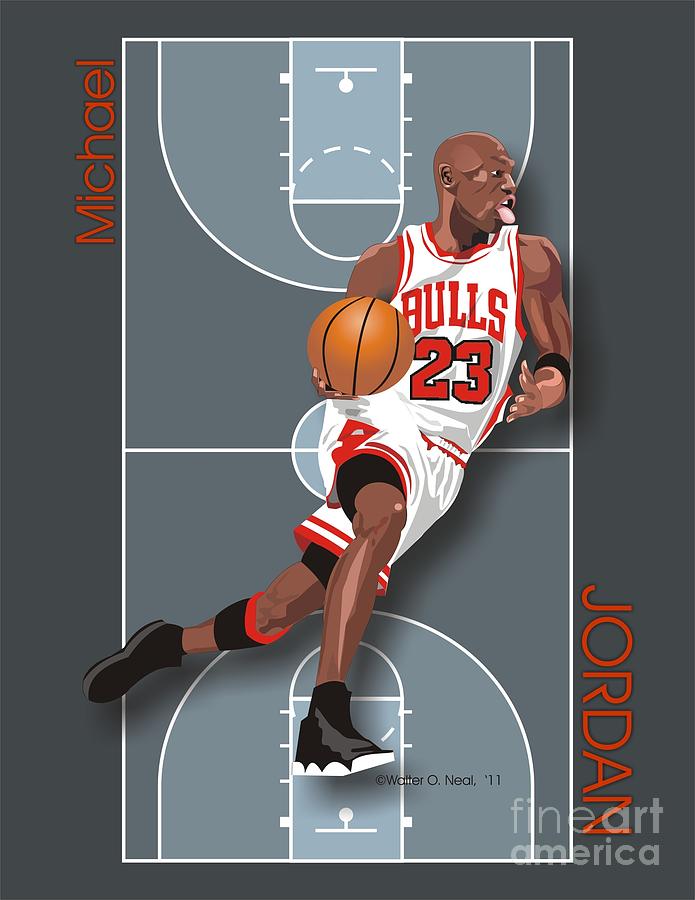 Derrick Rose Digital Art - Michael Jordan, No. 23 by Walter Neal