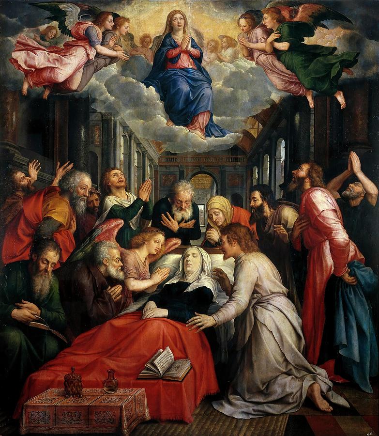 Michiel I Coxie / La Muerte de la Virgen y la Asuncion, Before 1550, Flemish School. VIRGIN MARY. Painting by Michiel Coxie -1499-1592-