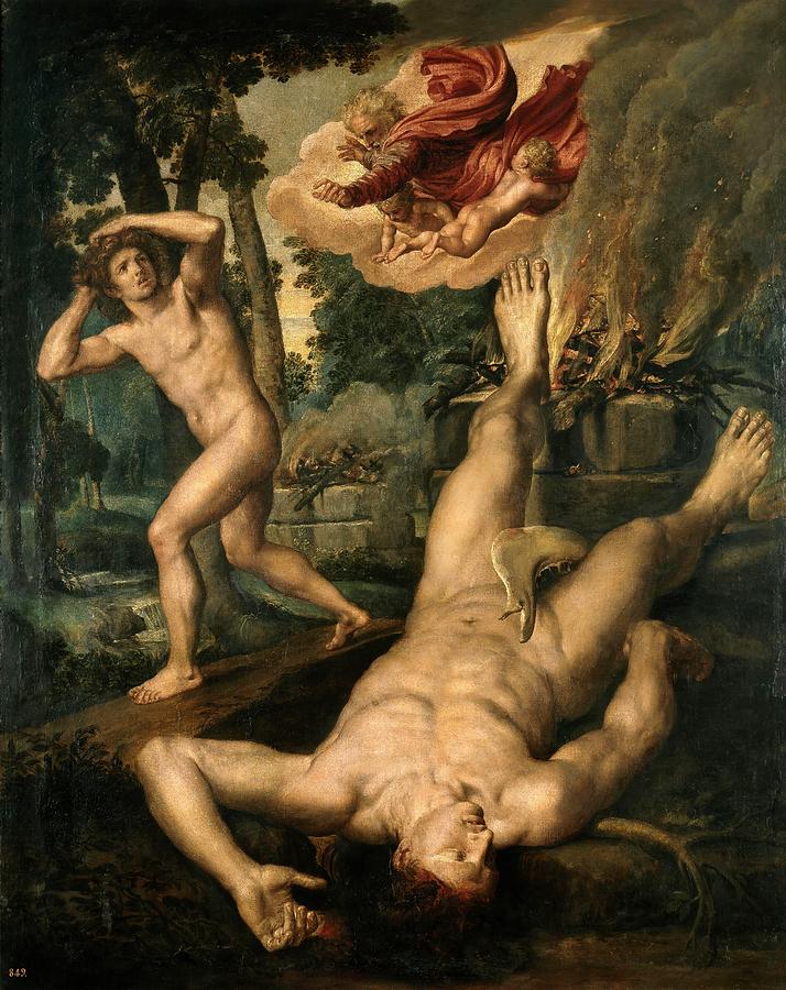 Michiel I Coxie / The Death of Abel, After 1539, Flemish School. FRANS FLORIS . CAIN. DIOS PADRE. Painting by Michiel Coxie -1499-1592-