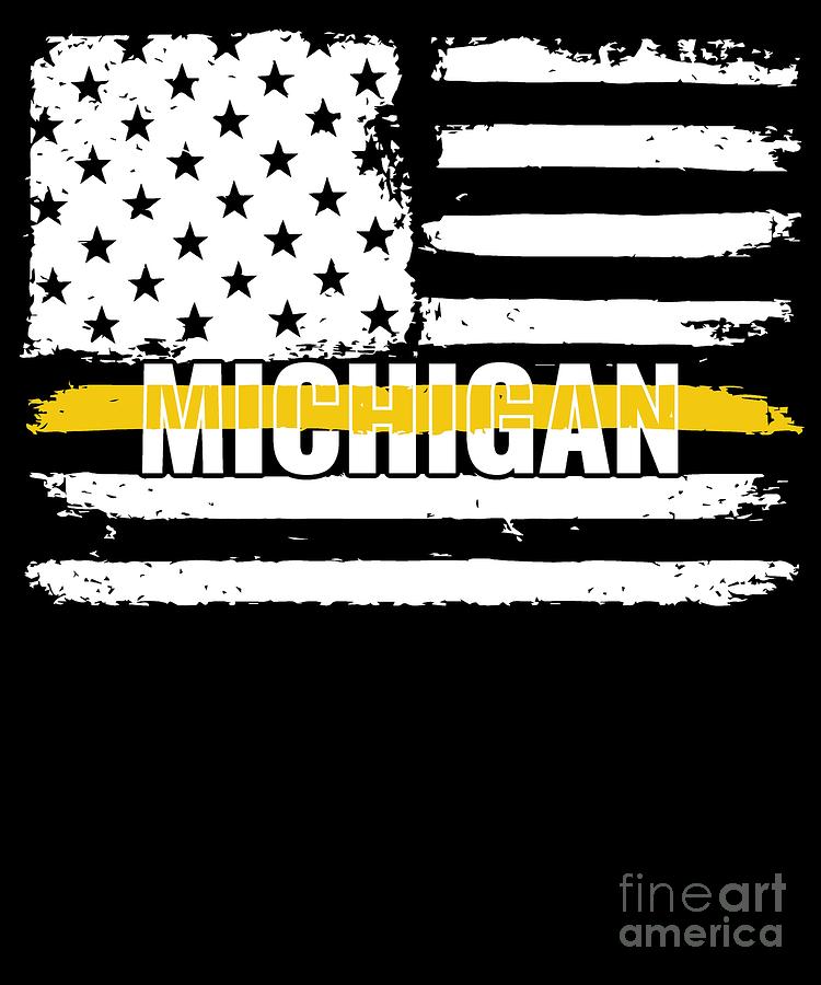 Michigan 911 Emergency Dispatcher Gift for Police Fire and Ambulance Dispatchers Thin Gold Line Digital Art by Martin Hicks