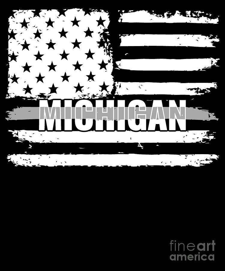 Michigan Correctional Officers Gift for Correctional Officers and Prison Wardens Thin Silver Line Digital Art by Martin Hicks