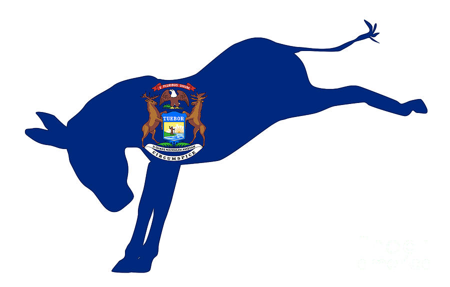 Michigan Democrat Donkey Flag Digital Art