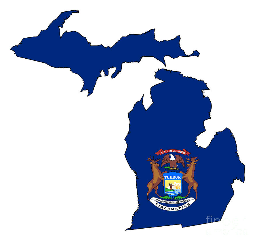 Michigan Outline Map And Flag Digital Art By Bigalbaloo Stock Fine   Michigan Outline Map And Flag Bigalbaloo Stock 