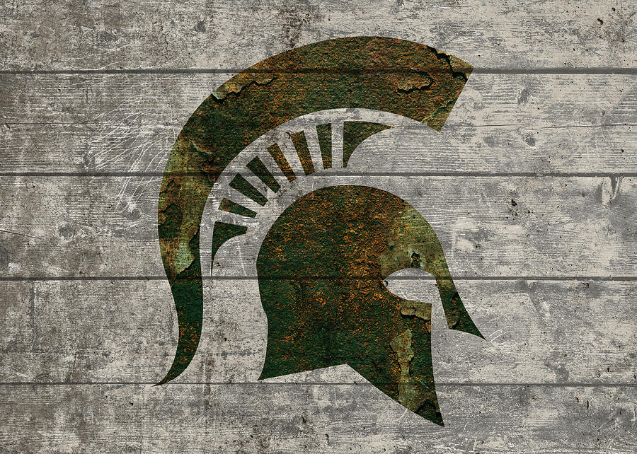 Michigan State Spartans Logo Vintage Barn Wood Paint Mixed Media By Design Turnpike