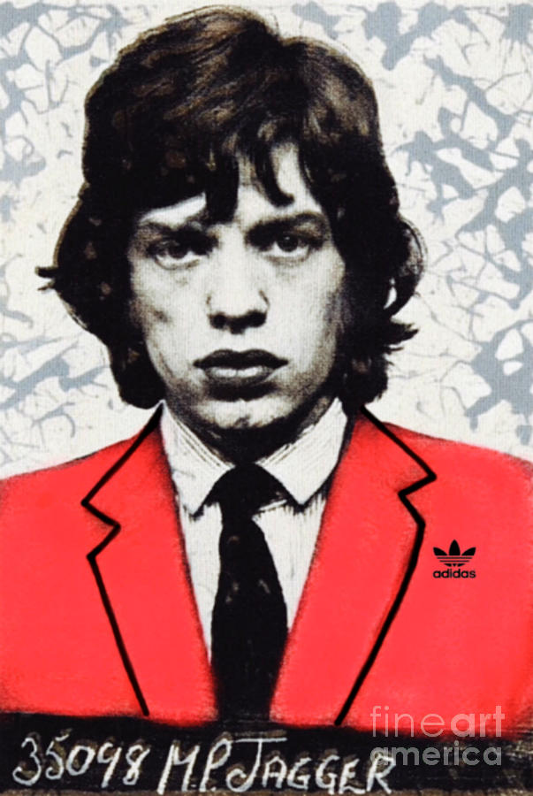 Mick Jagger Mugshot - Plakativ Fashion - Original Siebdruck Painting by Felix Von Altersheim
