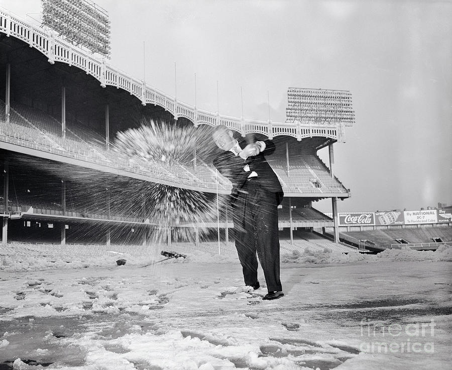 Mickey Mantle Hitting Snowballs Photograph by Bettmann