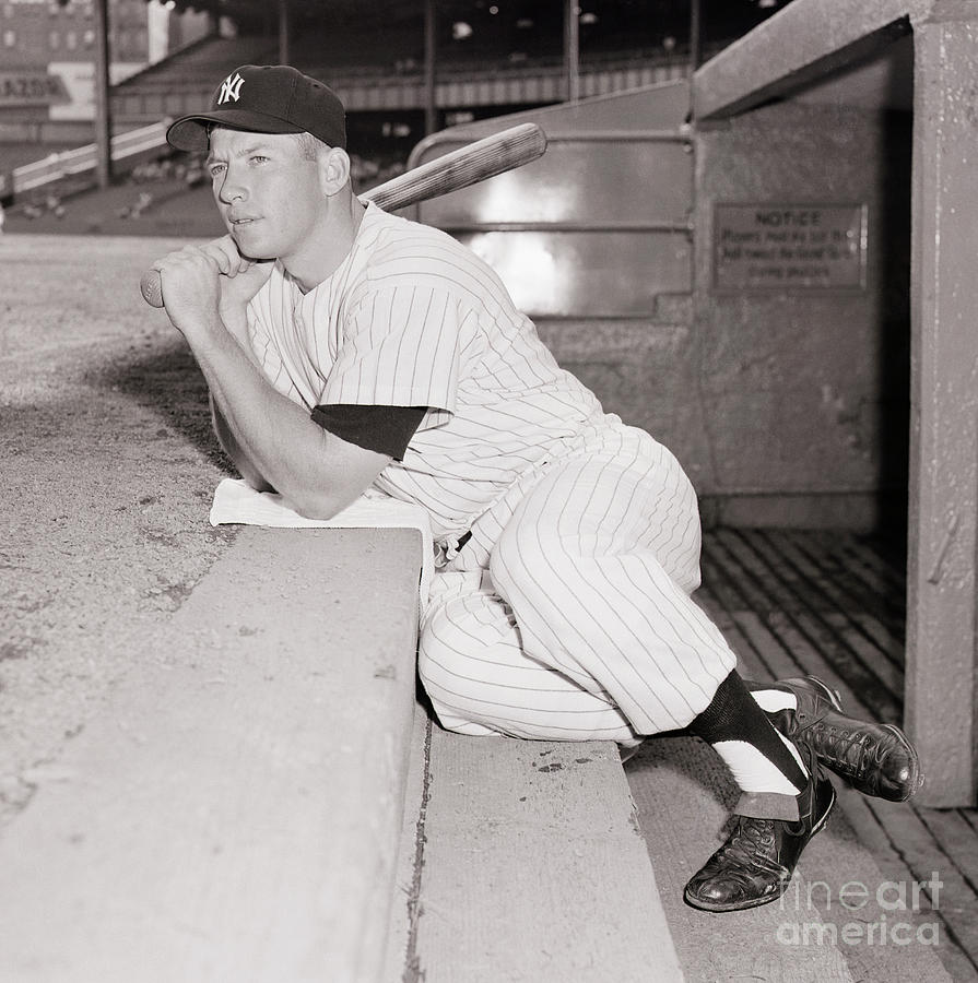 Mickey Mantle Sitting On Dugout Steps Photograph by Bettmann