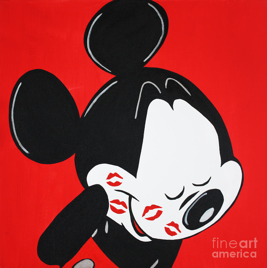 MICKEY MOUSE Red Painting by Kathleen PRO - Pixels