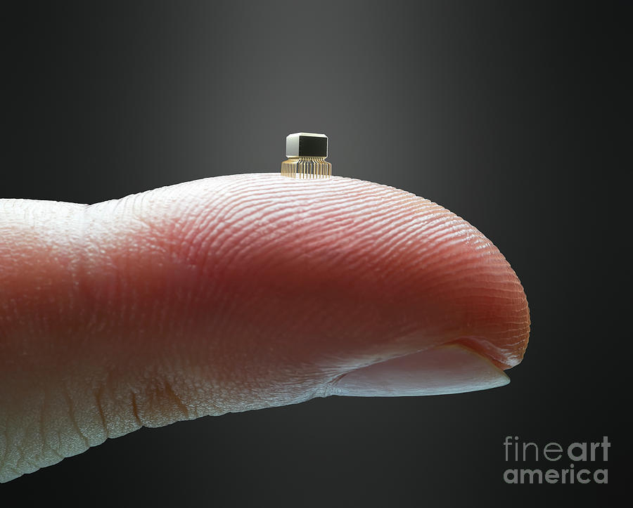 Microchip On Finger Photograph by Ktsdesign/science Photo Library