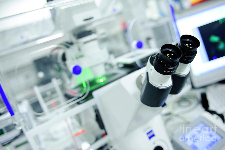 Microscope In A Science Lab by Science Photo Library