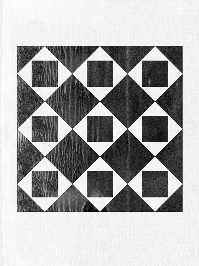 Black And White Mixed Media - Mid Century Geometric Pattern by Naxart Studio