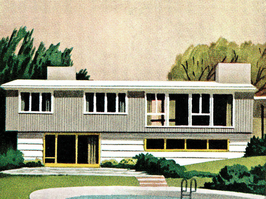 Architecture Drawing - Mid-century home by CSA Images